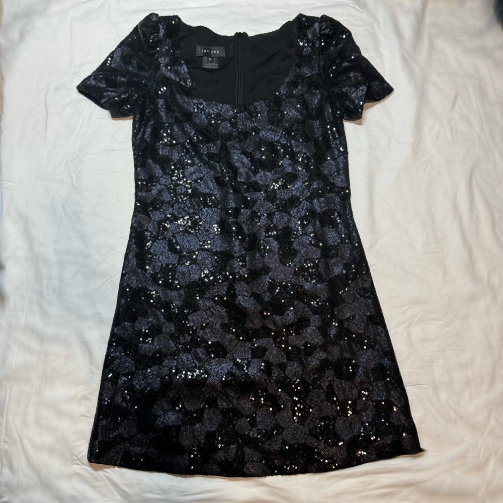 Black Puff Sleeve Sheath Mini Dress